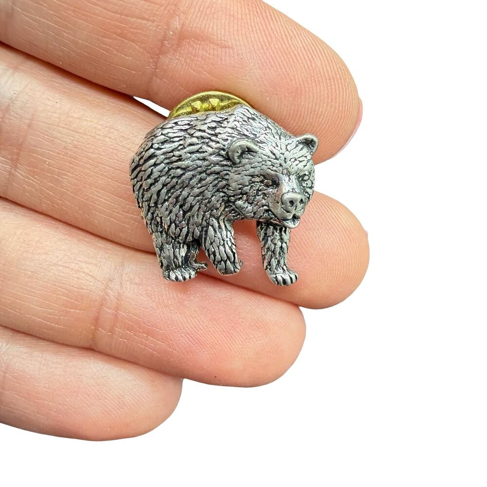 Vintage A R Brown Pewter Bear Pin Bear Brooch